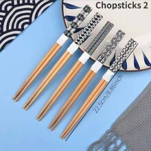 5 双可重复使用竹筷子 - 防滑、耐热、超轻、可用洗碗机清洗、防滑设计 - 可共享或存放、家用筷子、厨房、圣诞礼物、学校用品 - 彩色 - 查看 3