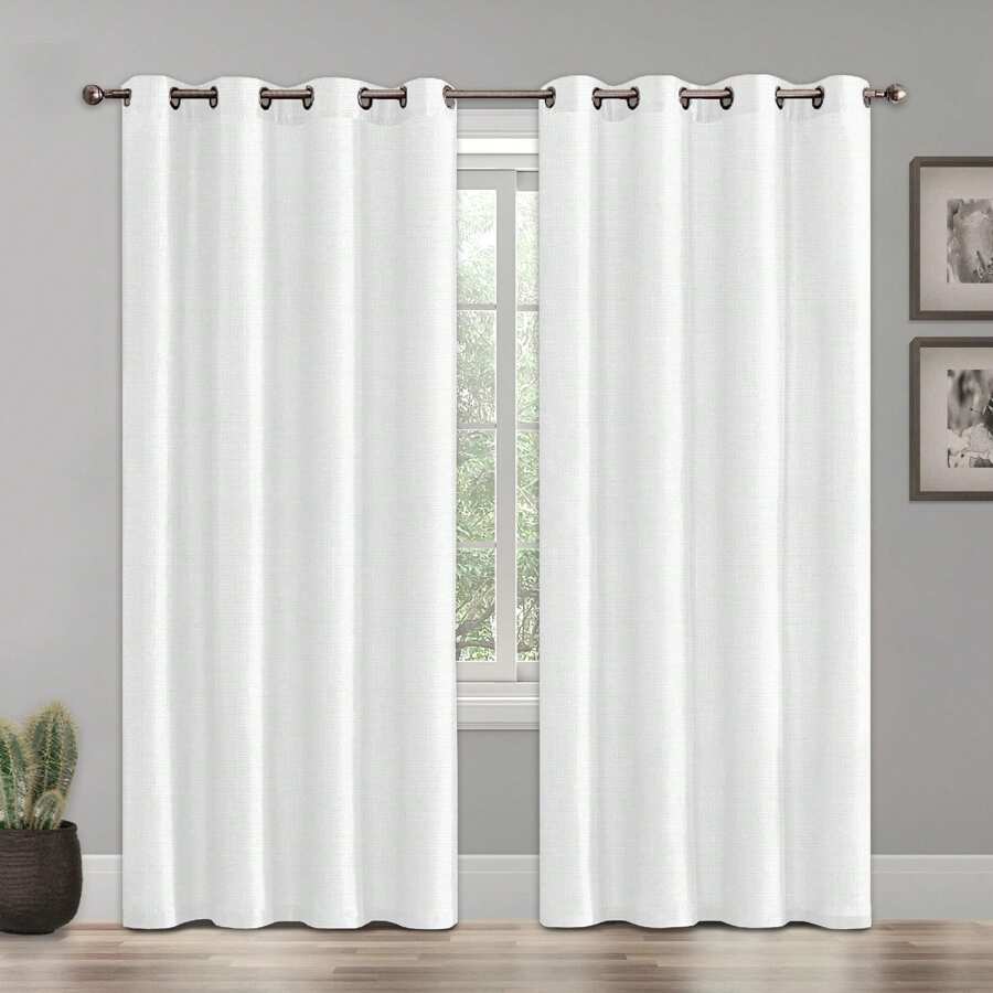 Mocassi Set Of 2 Room Darkening Grommet Top Curtains - 白色 - 查看 1