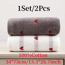 2pcs/Set Mixed Color Towel, Heart Pattern Thickened Absorbent Soft Skin-Friendly Face Towel Washcloth Bathroom Supplies, Multi-Color Combination Available For Home Use Home Bathroom Decor Fall Decor Back To School Dish Cloths Kitchen Towel