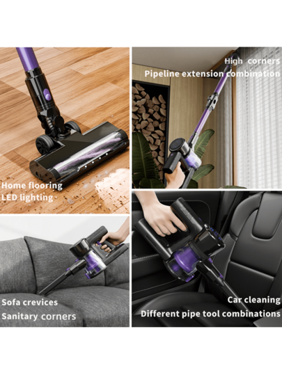 TEXOUS Piece Cordless Stofzuiger Cleaner 250W 22000Pa Cell Battery, 40min Working Time, 2.6KG Lightweight, Layer Filtration System, 0.7L Dust Bin, Gears Suction, Data Display, Folding Extension Tube, In Accessories, Low Voice, Portable held Stick Home Carpets Vloer Desktop Curtain Corner Pet Hair view 4