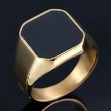 1 Piece Simplicity Minimalist Style Resin Shinny Smooth Vacuum 18K Gold Plated Stainless Steel Rings Thanksgiving Christmas Halloween Gift