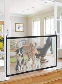 1 paquete Reja de seguridad para mascotas, cerca de aislamiento para mascotas, red de aislamiento para perros, red de seguridad portátil y plegable para mascotas - Negro - Ver 8