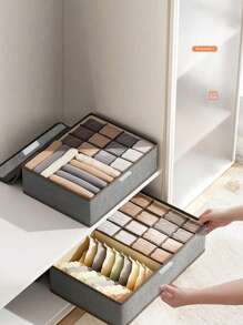 WHICHLIFE 1pc Contrast Binding Drawer Organizer, Modern Polyester Underwear Storage Box For Home Decorations Decor Festival Decor Room Decor Home Decor Decor Bedroom Decor Dress Pants Shoes Jeans Boots Skirt - Grey - View 2