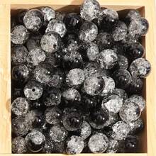 100 hạt thủy tinh hình bông tuyết 8mm lấp lánh pha lê giả có lớp hoàn thiện nứt, đồ trang sức tự làm cho vòng tay & vòng cổ, vật dụng thủ công - hạt tròn - Xem 7