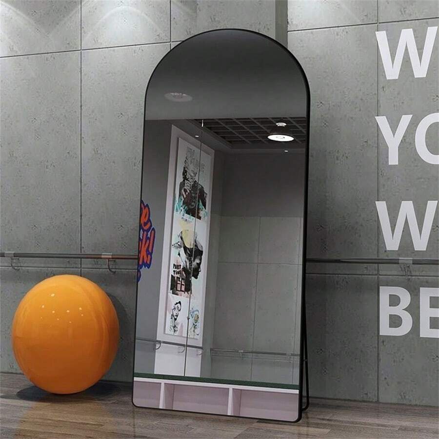 Standing Full Body Mirror - Sturdy Aluminum Alloy Frame, Shatter-Proof Nano Glass, Adjustable Stand For Bedroom, Living Room, Cloakroom - Floor-To-Ceiling Reflection, Easy Assembly, Space-Saving Design - 64"x21" 邊框顏色 - 查看 1
