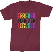 Teacher Repeated Rainbow Pattern  Mens T-Shirt