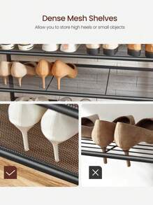 VASAGLE Clothes Rack, Hallway Tree With Shoe Storage, 5 Tier Shoe Rack, Different Height, 5 Double Hooks, Top Shelf, Dormitory In The Corridor Industrial Rustic Brown And Black - Chocolate Brown - View 5