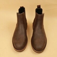 Neue Herren Retro Chelsea Stiefel Schlüpfen Runde Zehenkappe Winter Stiefel, Mode Business Lässig Knöchelstiefel Outdoor rutschfeste Dicksohle