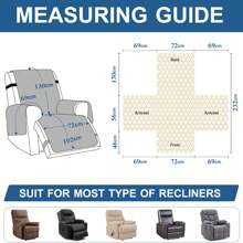 Ystyle Reclining Relax Chair Cover, Armchair Cover, 1 Seater Armchair Cover, Elastic Band Armchair Cover, Reclining Sofa Cover - Beige - View 8