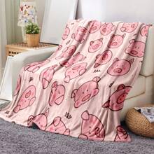 GEL HUT MUN 1件毛绒毯，创意可爱小猪图案印花，柔软保暖，适用于沙发、床、汽车、办公室、露营，也可作为礼物，四季皆宜 - 彩色 - 查看 8