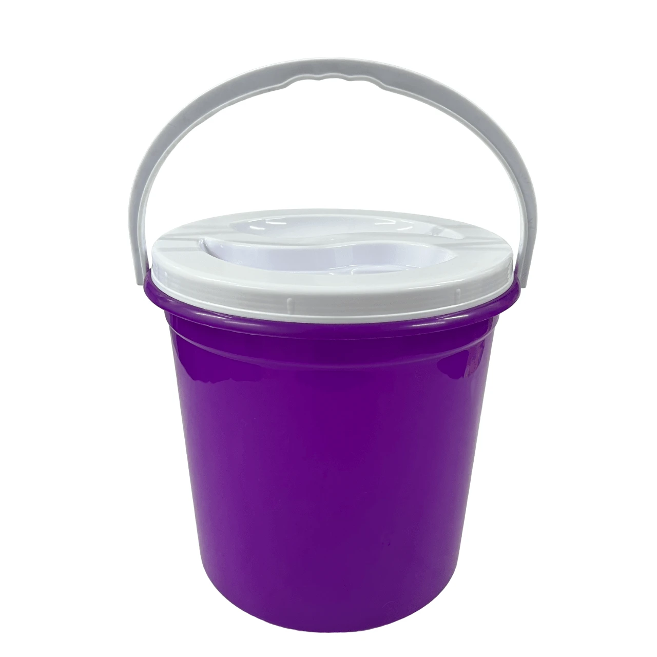 Bote Cubeta De Plástico 10L Con Tapa Y Asa: Almacenaje Seguro - Morado - Ver 1