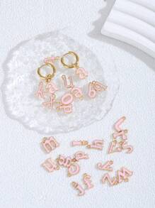 1 Pair Fashion Pink Letter Earrings Girls Cute 26 Letter Pendant Earrings Birthday Gift - Pink - View 3