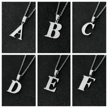 1 件简约时尚项链，配有 26 个不褪色字母吊坠，适合男士的生日和节日礼物 - 彩色 - 查看 1