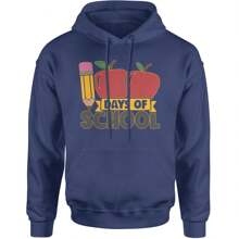 100 Days Of School Apple Pencil Adult Hoodie Sweatshirt - 黑色 - 查看 8