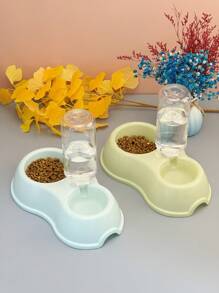 1 bộ bát nhựa cho thú cưng có bình nước, bát ăn & uống tiết kiệm cho chó/mèo, bát đựng thức ăn & nước đôi - Nhiều màu - Xem 8