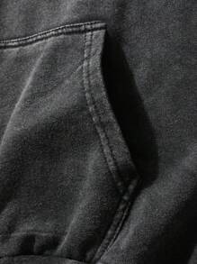 Men's Distressed Graphic Print Hoodie Sweatshirt - Black - View 4