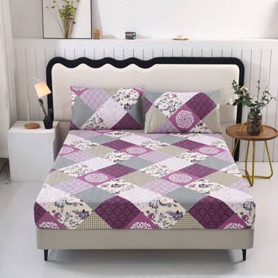 Bộ 3 ga trải giường in chải kỹ [1 ga trải giường + 2 vỏ gối] Không có chăn. [Màu vỏ gối ngẫu nhiên]. Không có chất độn. Mềm mại & thoải mái. Thích hợp cho phòng ngủ, khách sạn, ký túc xá, trường học, nhà nghỉ dưỡng