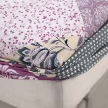 3pcs Printed Brushed Fitted Sheet Set [1pc Fitted Sheet + 2pcs Pillow Cases] Without Duvet. [Pillow Case Color Random]. No Filler. Soft & Comfortable. Suitable For Bedroom, Hotel, Dorm, School, Vacation Rental