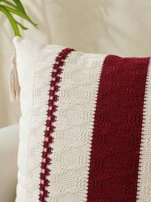 1 buah Sarung Bantal Rumbai Bohemian, Sarung Bantal Dekoratif untuk Sofa Rumah - Burgundy - View 10