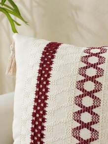 1 buah Sarung Bantal Rumbai Bohemian, Sarung Bantal Dekoratif untuk Sofa Rumah - Burgundy - View 6