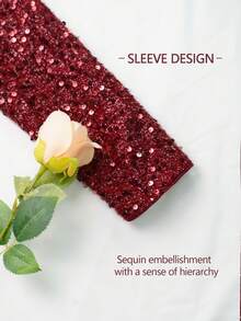 Elegant Women's Long Beaded Evening Party Dress Formal Gown, Long Sleeve Semi Formal Prom Dress, For Birthday, Wedding Guest, Graduation Homecoming