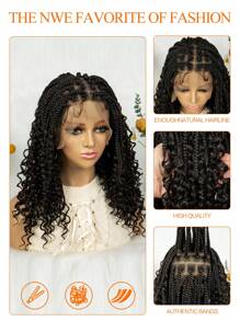 Women's Elegant Full Lace Wig, 180% Density Curly, High Temperature Fiber, Versatile Synthetic Braided Style, Suitable For All - Black - View 11