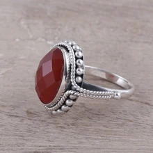 Retro Boho-Stil schwarzer Achat Silber breiter Damen-Ring, vintager einzigartiger komfortabler, eleganter Accessoire für Partys und Abendveranstaltungen