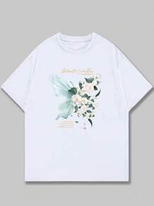 Butterfly Flower T-Shirt Unisex Blouse Premium Print Comfort Casual Streetwear - trắng - Xem 1