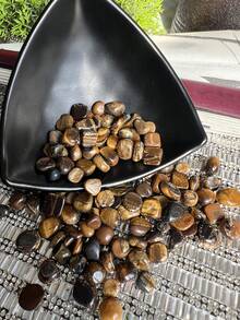 0.22磅/100克天然光滑虎眼石碎屑，适用于植物、鱼缸、花园装饰鹅卵石、花盆、花瓶、室内喷泉、景观装饰 - 黃色 - 查看 1