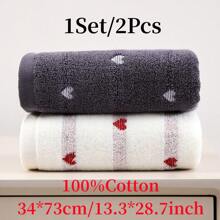 2pcs/Set Mixed Color Towel, Heart Pattern Thickened Absorbent Soft Skin-Friendly Face Towel Washcloth Bathroom Supplies, Multi-Color Combination Available For Home Use Home Bathroom Decor Fall Decor Back To School Dish Cloths Kitchen Towel