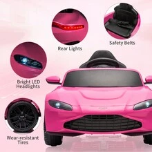 12V Kids Ride On Car Licensed Electric Sports Car Toy For Toddles Battery Powered Car - 粉色 - 查看 4