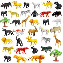 Kit de Animais da Selva Safari Savana Infantil Brinquedo Bichos de Plástico 36 Pçs - Multicolorido - Visão 1