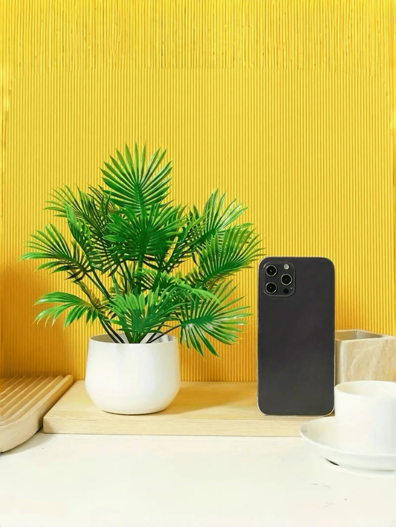 1PC Vibrant And Realistic 11.02inch Green Palm Plant Perfect For