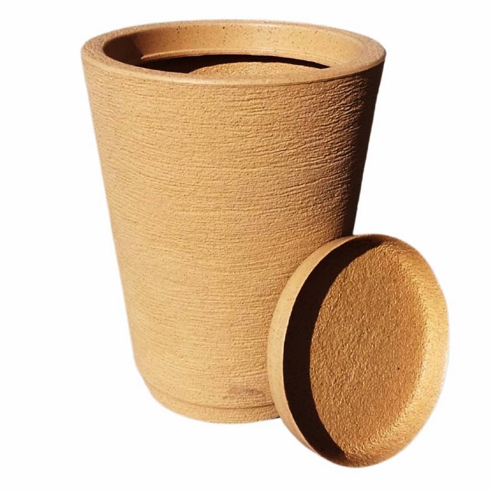 Polyethylene Striped Column Plant Pot Does Not Lose Color Modern Design Garden Or Indoor - Beige - View 1
