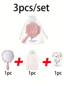18 Pieces, Bridal Shower Favors Rose Design Mirrors Plastic Compact Mirrors Bridal Thank You Cards With Organza Bags Wedding Party Gifts Bridesmaid Gifts For Guests Bridal Party Supplies - Pink - View 8