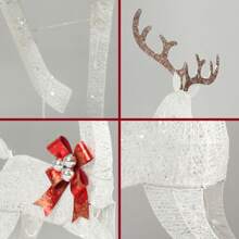 3-Pack LED Christmas Deer Lights, Outdoor Holiday Decorations For Yard, Lawn & Garden, Pre-Lit Reindeer Family With 365 Luminous Bulbs, 5ft Tall With Ground Stakes And Ties - White - View 5