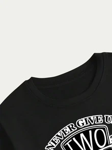 Never Give Up T-Shirt Men's Cotton Shirt Print Comfort Streetwear Casual - Black - View 4