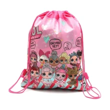 LOL SURPRISE 卡通抽绳口袋单肩包、礼品袋、收纳无纺布材料、节日礼物、可爱背包 - B款 - 查看 5