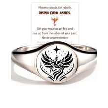 Anel de Sinete Reborn From The Ashes Phoenix. Presente Inspiracional Personalizado Joias