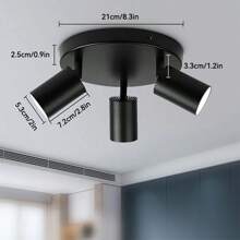 CANMEIJIA 1 قطعة إضاءة سقف مغيرة الرأس، أسطواني شكل، من الألومنيوم الأسود، رأس واحد / اثنان / ثلاثة، مع مصدر ضوء، بمصباح قابل للاستبدال GU10، قابل للتعديل الزاوي، سهل التركيب، مناسب لغرفة النوم/غرفة المعيشة/المطبخ/صالة العرض/الشرفة/ممر السلم/غرفة الطعام/البار - أضواء السقف السوداء على الطراز المستقيم - مشاهدة 15