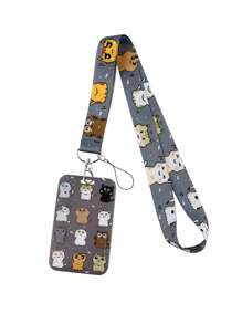 1pc Cute Cat Pattern Lanyard ID Card Holder Suit, Suitable For Doctors, Nurses, Students, Teachers, Exhibition Staff ID Badge Lanyards, Can Be Used As Exhibition, Gift, Keychain Or Daily Use Car Accessories Bag Charm School