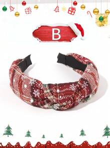 Băng đô vải xoắn họa tiết bông tuyết kẻ caro rộng dùng cho tiệc Giáng sinh dành cho nữ - Nhiều màu - Xem 8