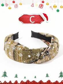 Băng đô vải xoắn họa tiết bông tuyết kẻ caro rộng dùng cho tiệc Giáng sinh dành cho nữ - Nhiều màu - Xem 9