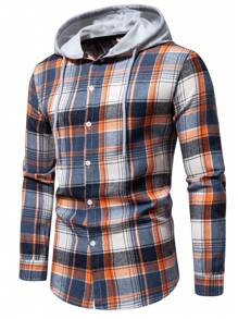 Chemise à manches longues à carreaux pour hommes, chemise décontractée à boutons