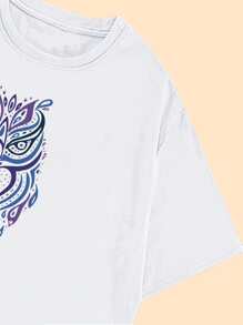 Casual Cotton T-Shirt Coroju Printed Blouse Women's Shirt - trắng - Xem 4