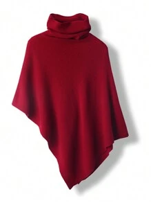 1pc Women 100% Merino Wool Oversized Turtleneck Knit Scarf Wrap, Slouchy Asymmetrical Cape Poncho - Multifunctional Shawl - View 15