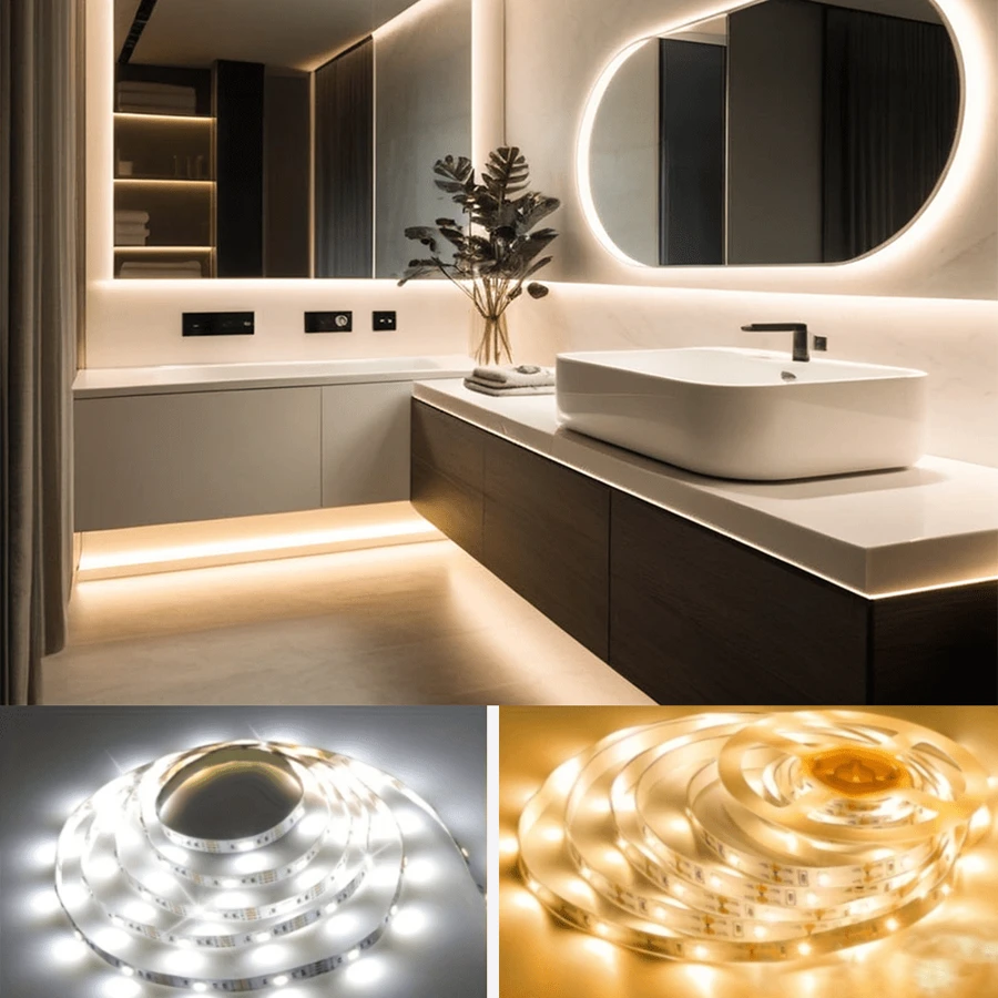 1 Stück LED Lichtstreifen warmweiß, abschneidbar, USB-betrieben, 5V Spannung, geeignet für Schlafzimmerbeleuchtung, TV-Hintergrundbeleuchtung, Ambiente-Beleuchtung