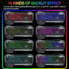 Wireless Gaming Keyboard And Mouse,Rainbow Backlit Rechargeable Keyboard Mouse With 3800mAh Battery Metal Panel,Removable Hand Rest Mechanical Feel Keyboard And 7 Color Gaming Mute Mouse For PC Gamers - 黑色RGB - 查看 5