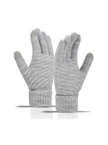 1 pieza Guantes tejidos con pantalla táctil minimalista, guantes de invierno cálidos para exteriores, ciclismo, a prueba de viento y térmicos