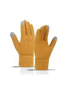1 pieza Guantes tejidos con pantalla táctil minimalista, guantes de invierno cálidos para exteriores, ciclismo, a prueba de viento y térmicos